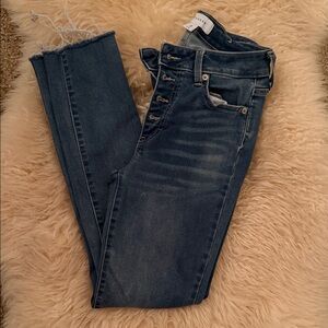 POPSUGAR Distressed Dark Blue Skinny Jeans